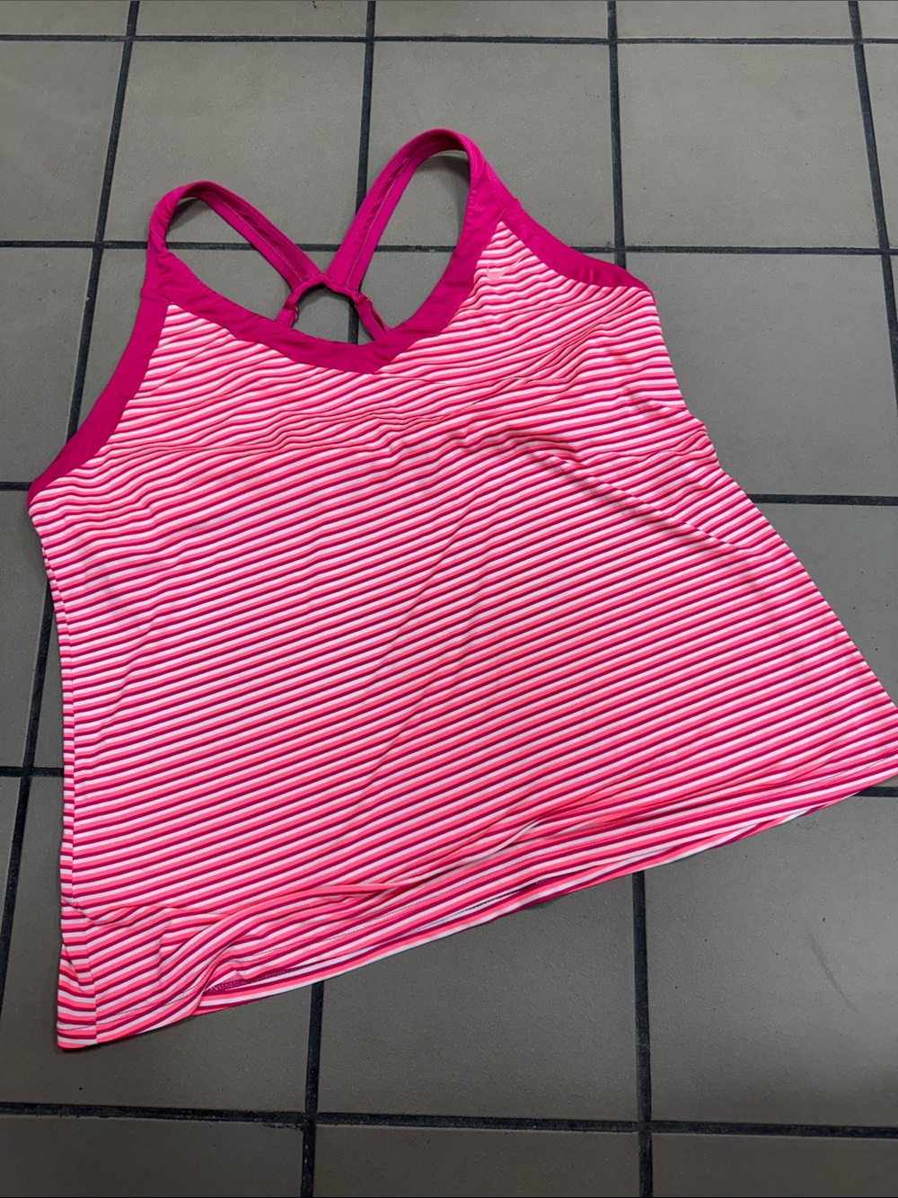 Nike Women’s Hot Pink & White Striped One-Piece Swim Tank